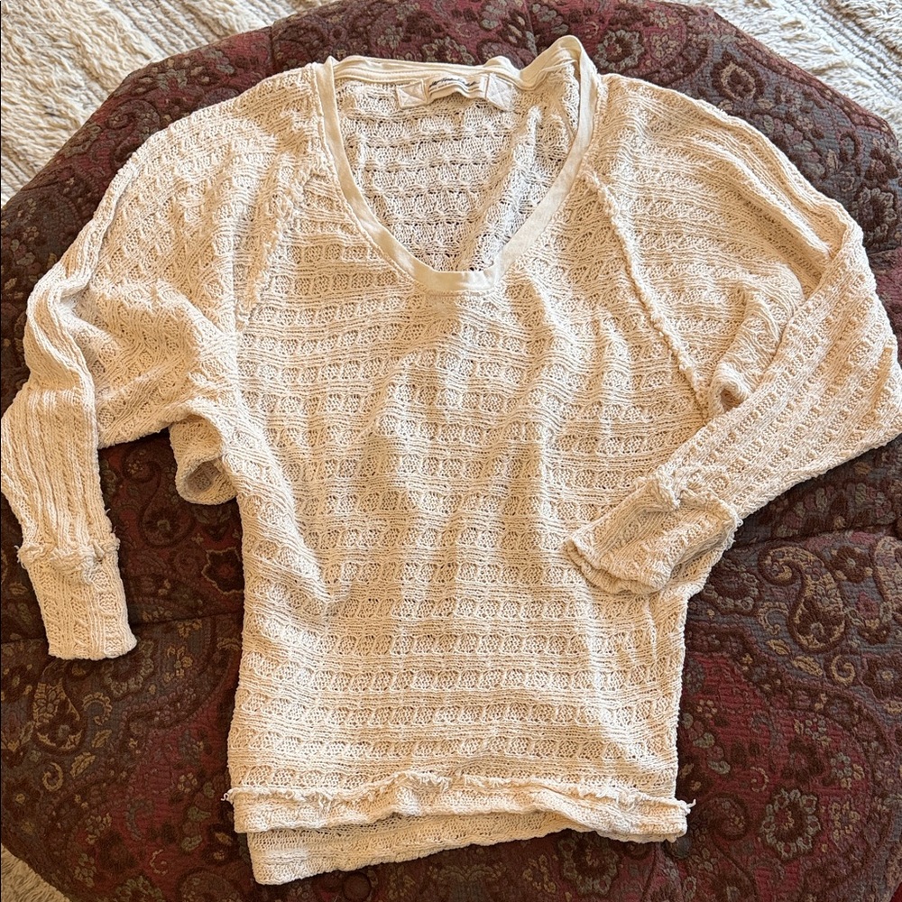 We The Free Cream V-Neck Sweater